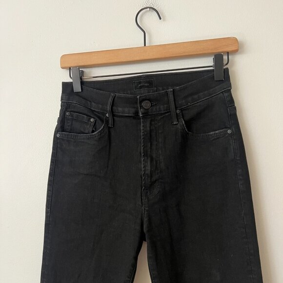 MOTHER The Insider Crop Step Fray Jeans Not Guilty Wash Black Women's Size 27 - Picture 4 of 12